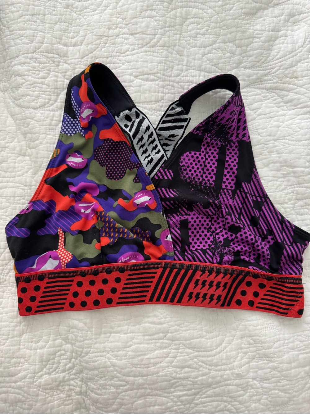 Zumba Fitness Purple & Red Mixed-Print Exercise Bra